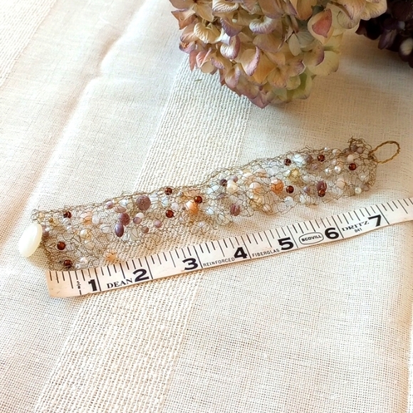 Handmade Artisan Design Wire, Pearl and Beaded Bracelet - Picture 5 of 5